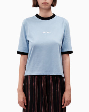 Alt Üst Contrast Ribbed T-Shirt Baby Blue&Navy