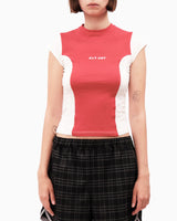 Alt Üst Panelled Baby Kadın T-Shirt Red&White