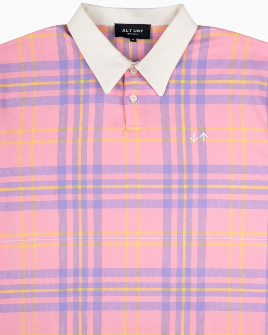 Alt Üst Plaid Polo T-Shirt