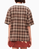 Alt Üst Plaid Polo T-Shirt