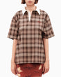 Alt Üst Plaid Polo T-Shirt Brown