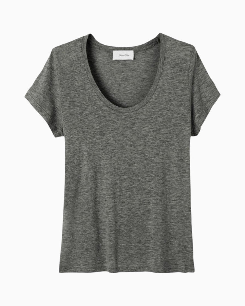 American Vintage Jacksonville Kadın U-Neck T-Shirt Anthracite Chine
