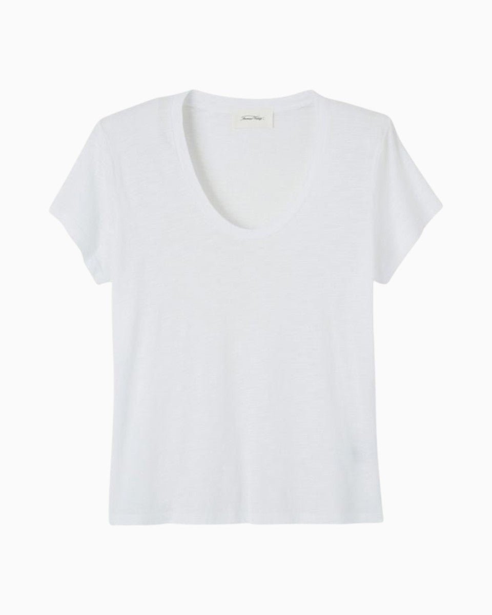 American Vintage Jacksonville Kadın U-Neck T-Shirt Blanc