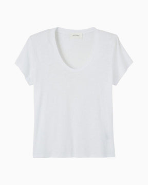 American Vintage Jacksonville Kadın U-Neck T-Shirt Blanc