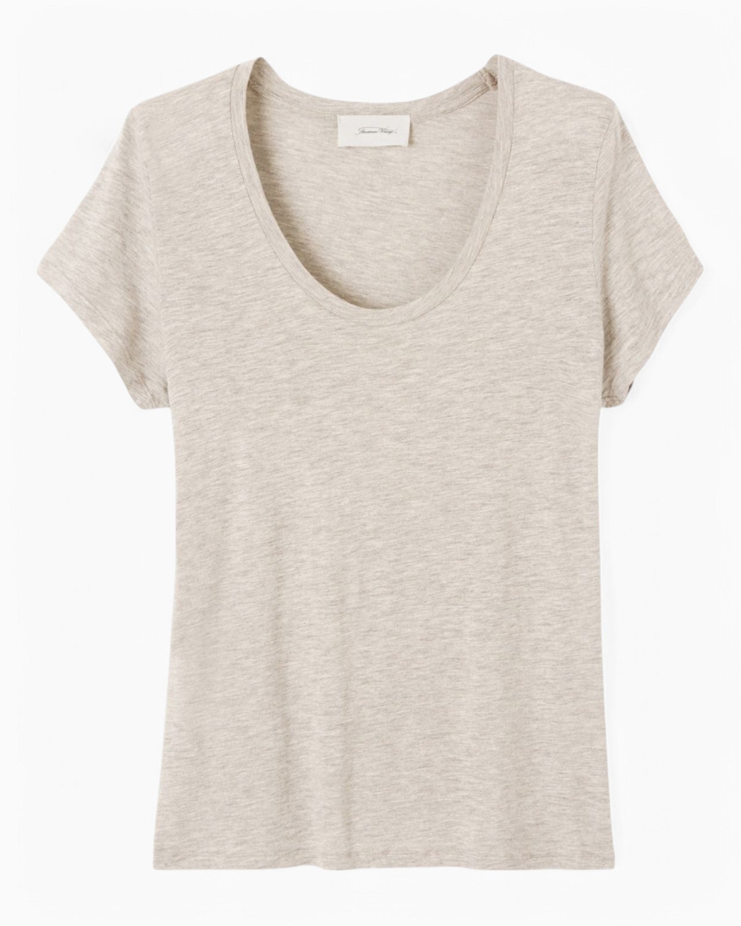 American Vintage Jacksonville Kadın U-Neck T-Shirt Creme Chine