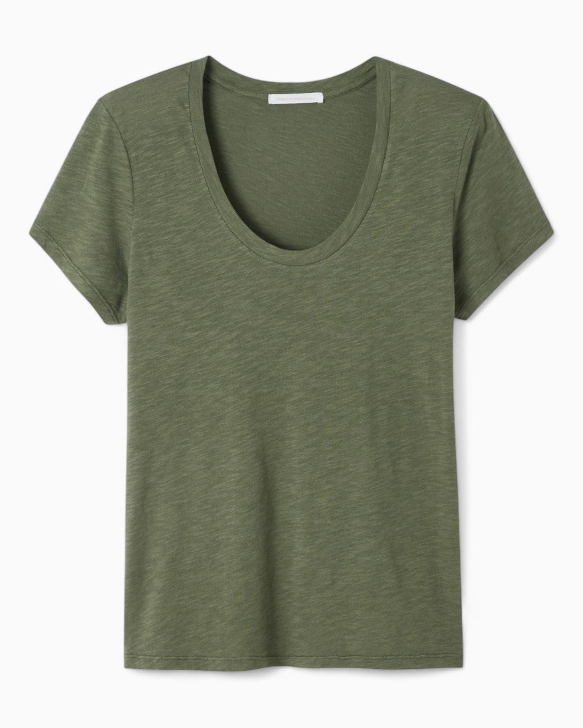 American Vintage Jacksonville Kadın U-Neck T-Shirt Kaki Vintage