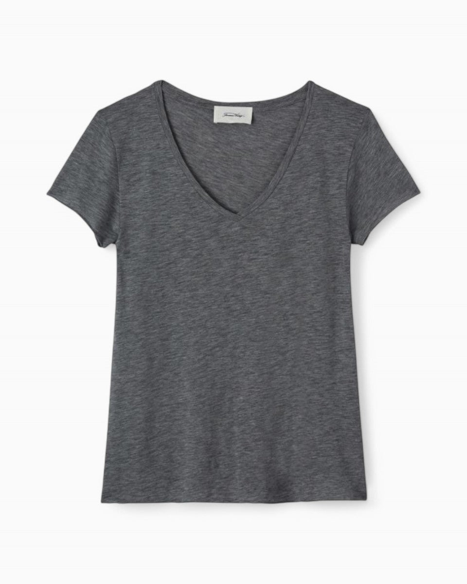 American Vintage Jacksonville Kadın V-Neck T-Shirt Anthracite Chine
