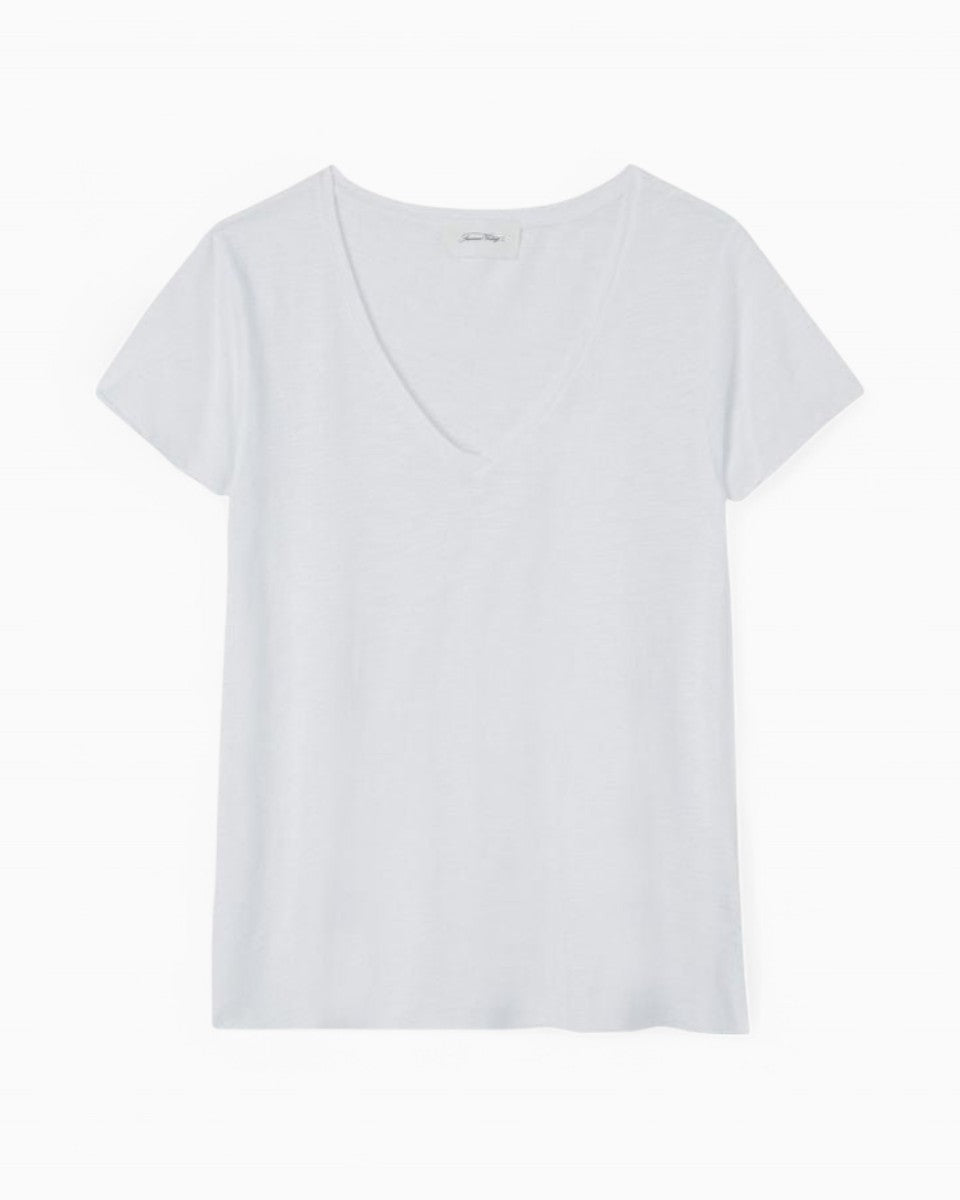 American Vintage Jacksonville Kadın V-Neck T-Shirt White