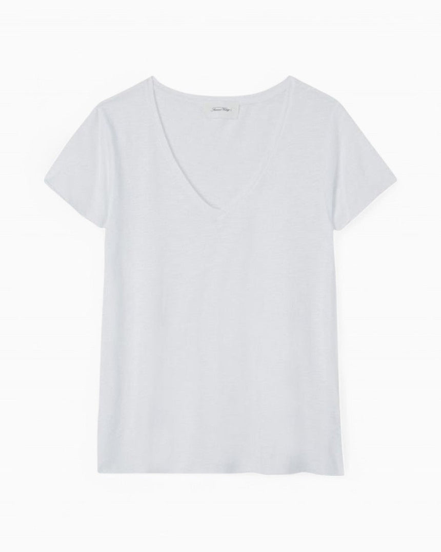 American Vintage Jacksonville Kadın V-Neck T-Shirt White