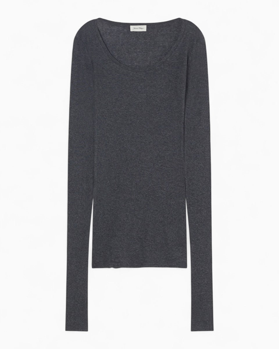 American Vintage Massachusetts Kadın T-Shirt Charcoal Melange