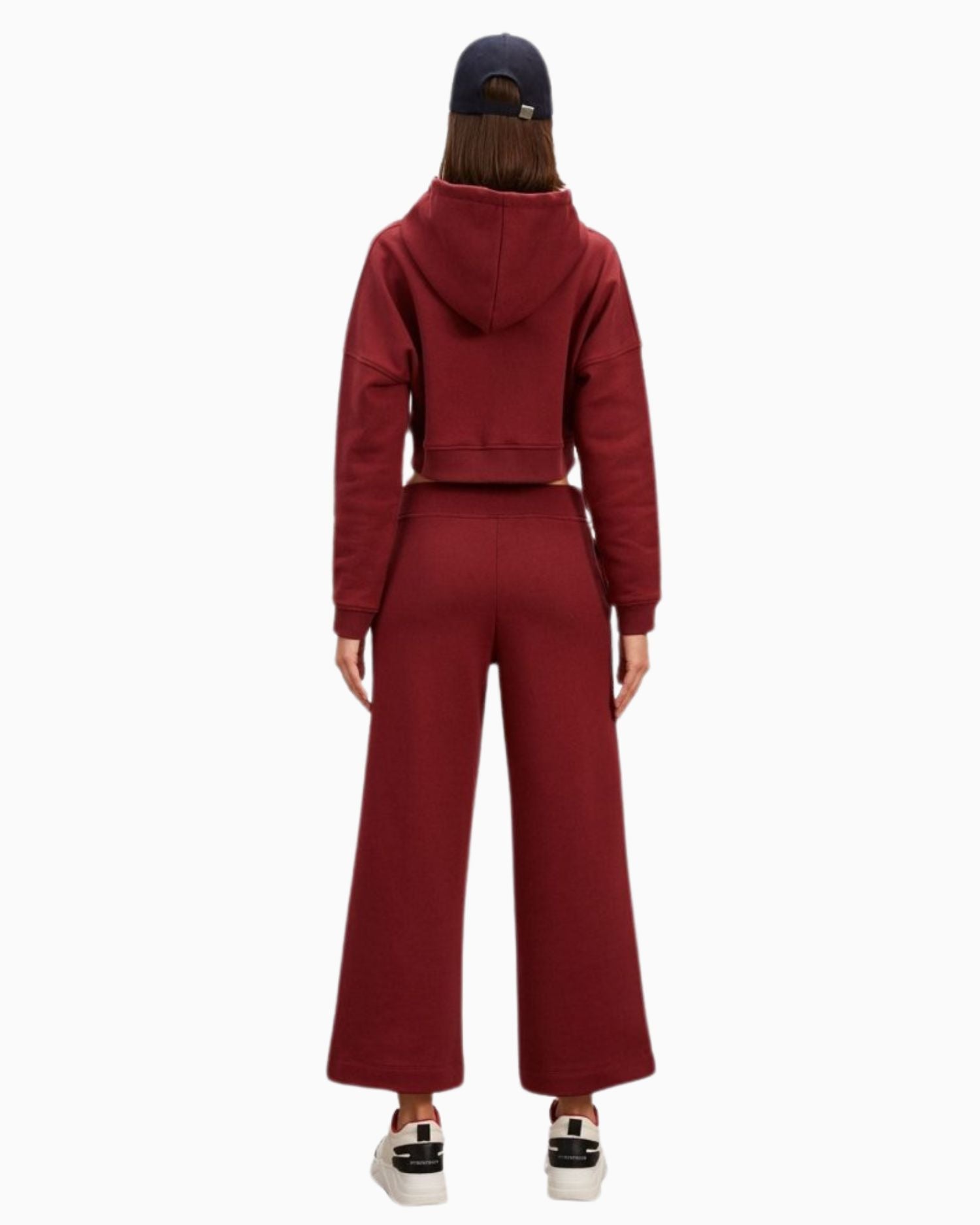 Anais&Margaux Full Zip Relaxed Crop Hoodie Burgundy - vitruta