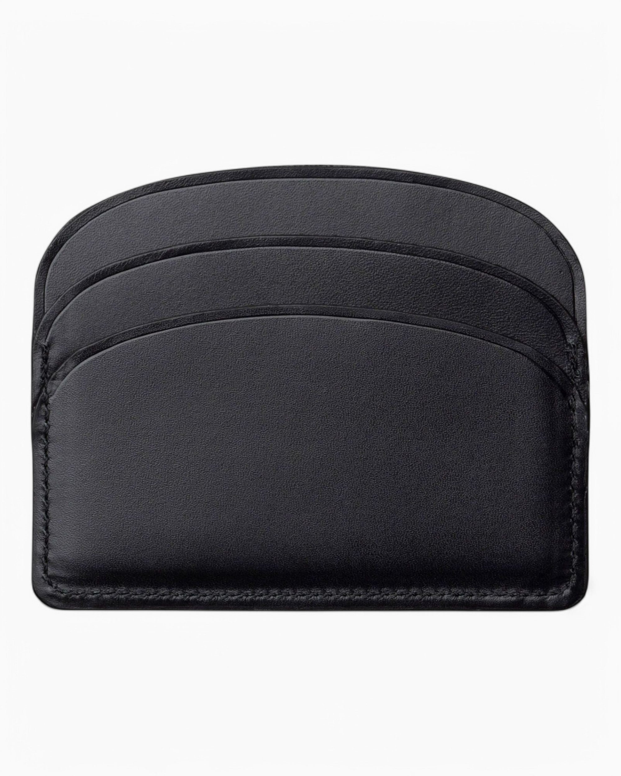 ■A.P.C.■ Mini Demilun Compact Card Holder Black PXAWVF6343 Demi-lune cardholder - Smooth leather - A.P.C. Ready-to-wear