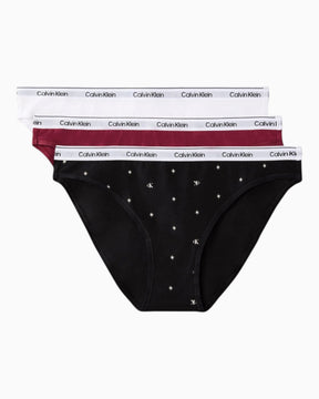 Calvin Klein Bikini 3PK Icon Logo - Kadın Established Red/Classic White/Seein
