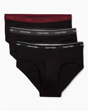 Calvin Klein Hip Brief 3PK Cotton Classics - Erkek B- Black/Charc Heather/Syrah Wbs