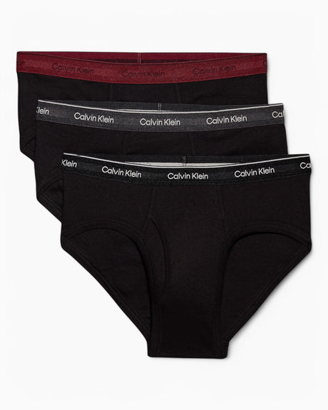 Calvin Klein Hip Brief 3PK Cotton Classics - Erkek B- Black/Charc Heather/Syrah Wbs