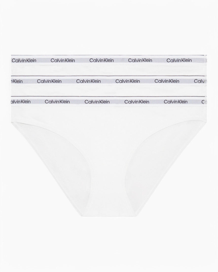 Calvin Klein Low Rise Bikini Briefs 3PK Modern Logo - Kadın White/White/White