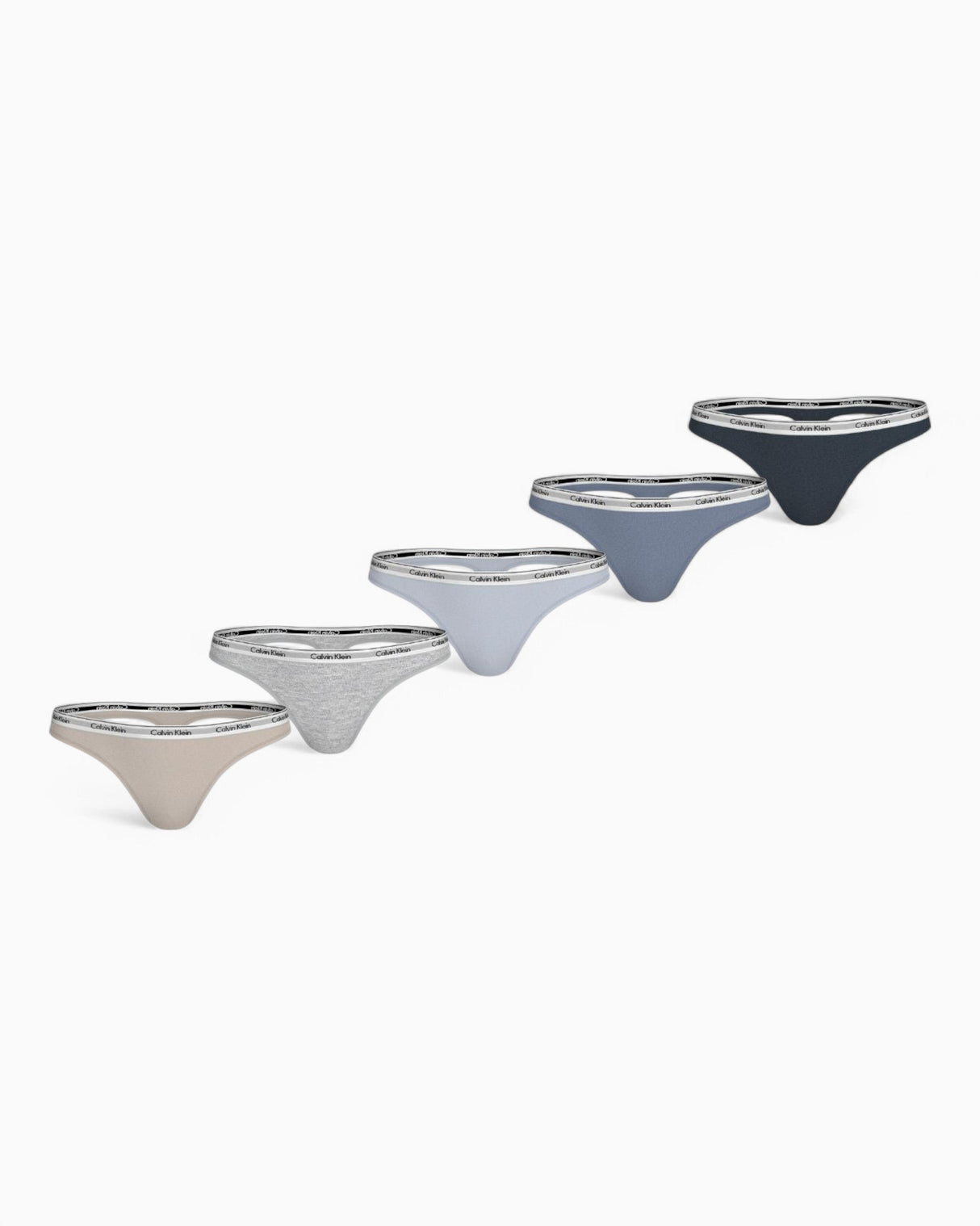 Calvin Klein Low Rise Thong 5PK - Kadın Grymrn/Gry Htr/Pln Air/Tropsphr/Ink