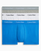 Calvin Klein Low Rise Trunk 3PK Cotton Stretch - Erkek Gry Hthr/Wht/Plc Bl_sbdd Ttl Prt