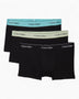 Calvin Klein Low Rise Trunk 3PK Icon Cotton Stretch - Erkek B-White/Beau Blue/Leafy Fun Wbs