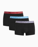 Calvin Klein Low Rise Trunk 3PK Icon Cotton Stretch - Erkek B-White/Heavenly Iris Logo/B-White
