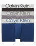 Calvin Klein Low Rise Trunk 3PK Steel Micro - Erkek Blue Shadow/Grey Sky/Black