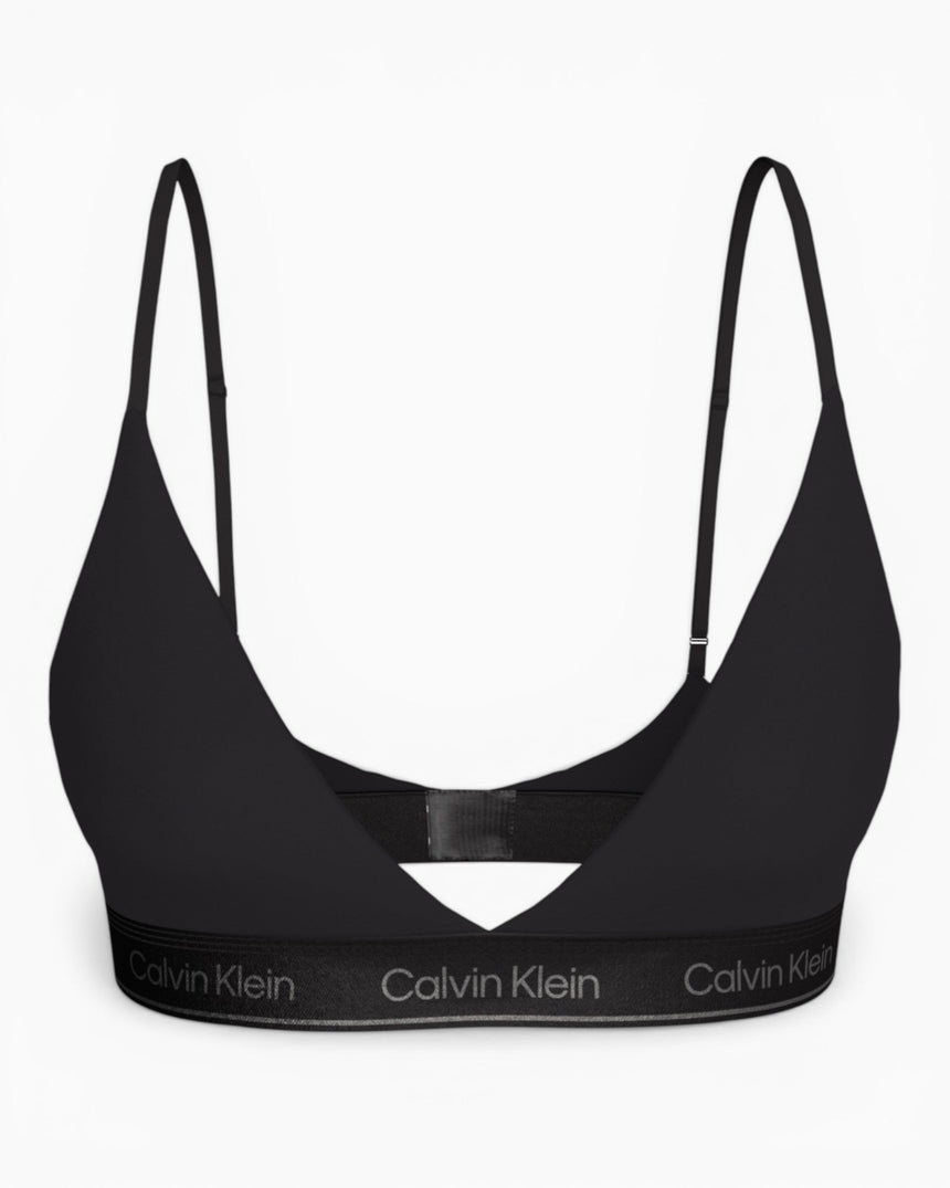 Calvin Klein Metallic Lightly Lined Icon Cotton Modal Triangle Bralette - Kadın Black
