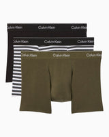 Calvin Klein Relaxed Trunks 3PK Icon Cotton Stretch - Erkek Black/Triple Stripe Black/Olive Nig