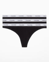 Calvin Klein Thong 3PK Modern Logo - Kadın Black/Black/Black