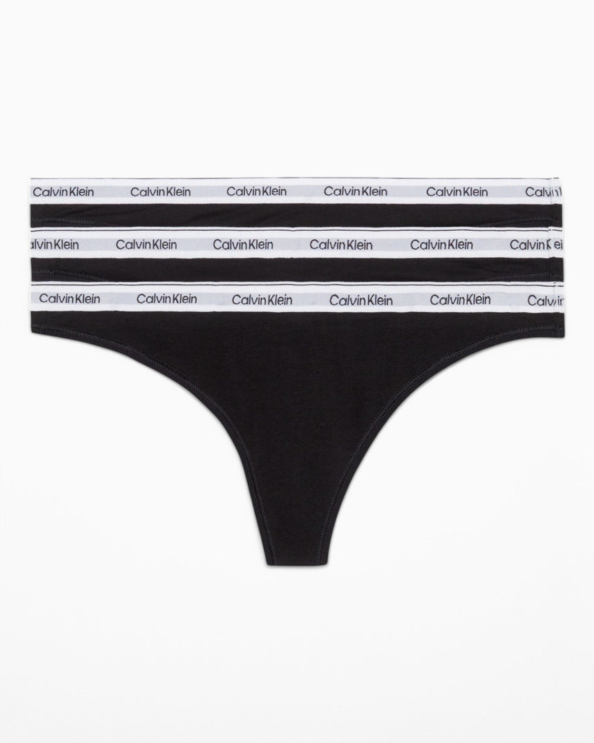 Calvin Klein Thong 3PK Modern Logo - Kadın Black/Black/Black