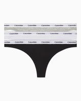 Calvin Klein Thong 3PK Modern Logo - Kadın Black/White/Grey Heather