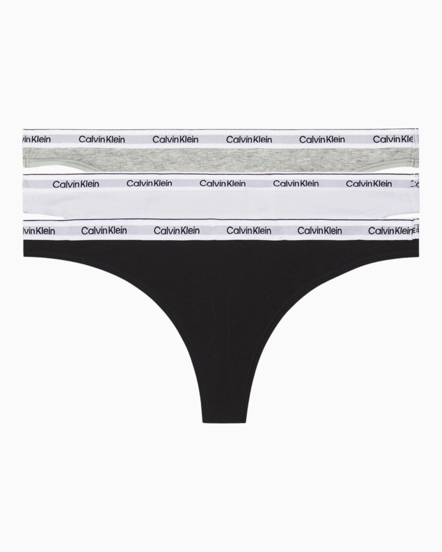 Calvin Klein Thong 3PK Modern Logo - Kadın Black/White/Grey Heather