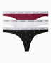 Calvin Klein Thong 3PK Modern Logo - Kadın Established Red/Classic White/Seein