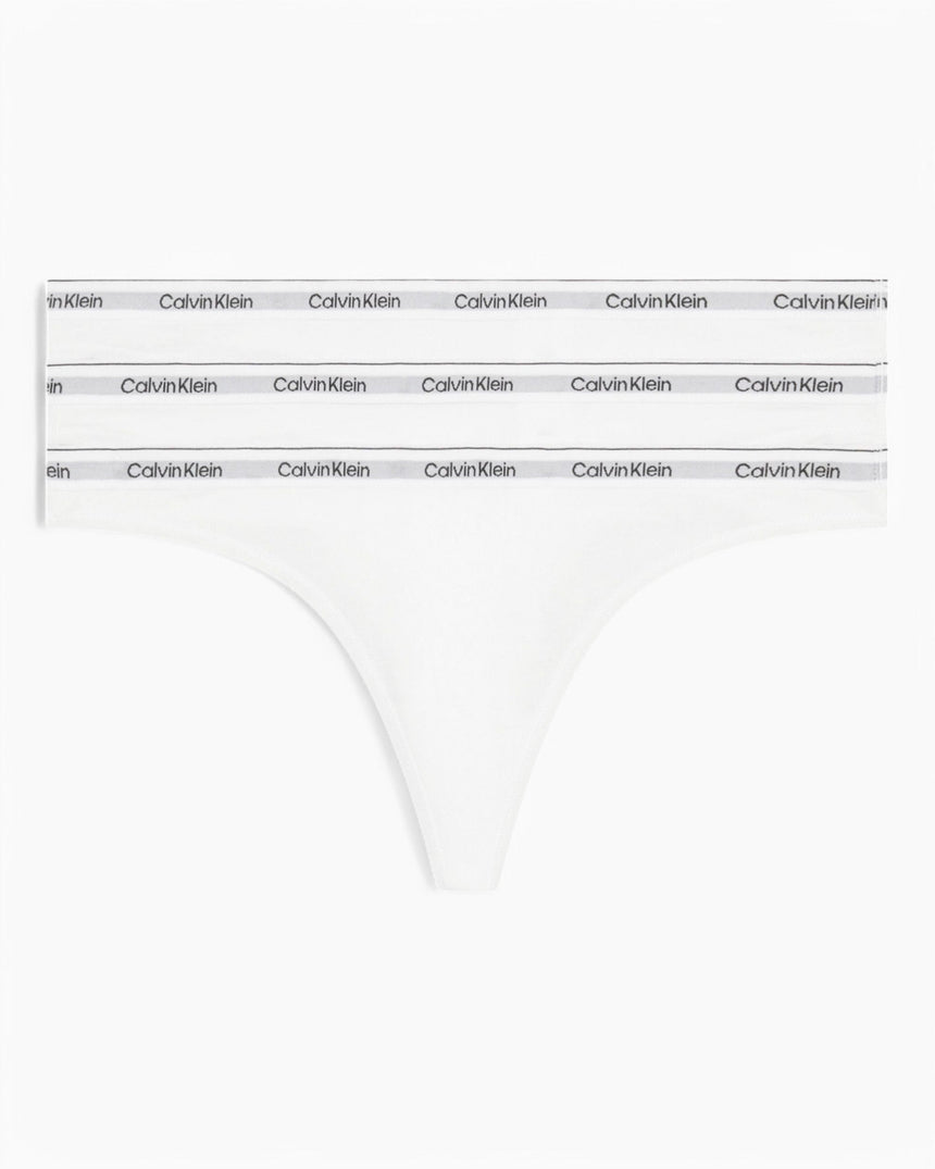 Calvin Klein Thong 3PK Modern Logo - Kadın White/White/White