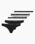 Calvin Klein Thong 5PK Icon Logo - Kadın Black/White/Black/Grey Htr/White