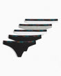 Calvin Klein Thong 5PK Icon Logo - Kadın Black/White/Black/Grey Htr/White