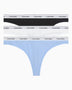Calvin Klein Thong Icon Logo 3PK - Kadın Black/White/Frozen Fjiord