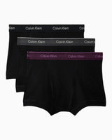 Calvin Klein Trunk 3PK Cotton Classics - Erkek Black w/ Black wb/Black w/ Dark Purple