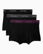 Calvin Klein Trunk 3PK Cotton Classics - Erkek Black w/ Black wb/Black w/ Dark Purple