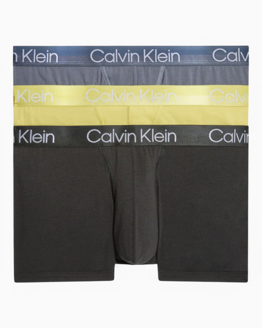 Calvin Klein Trunk 3PK Modern Structure - Erkek Asphalt Grey/Black/Celery Sprig