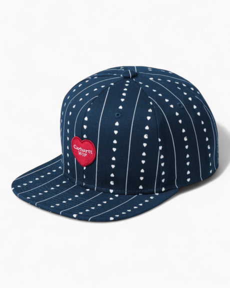 Carhartt WIP Drewe Cap Heart C Pinstripe Ink Natural Rinsed