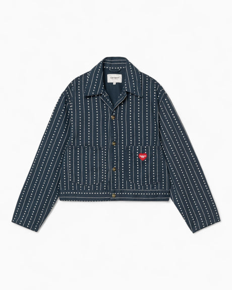 Carhartt WIP Drewe Kadın Ceket Heart C Pinstripe Ink Natural Rinsed
