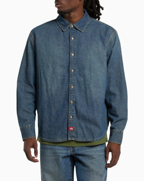 Dickies Lightweight Denim LS Erkek Gömlek Khaki Tinted Blue