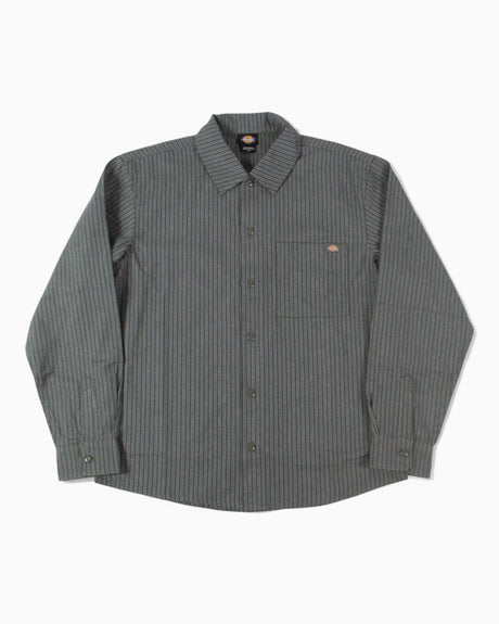 Dickies Lima Pinstripe Erkek Gömlek Charcoal