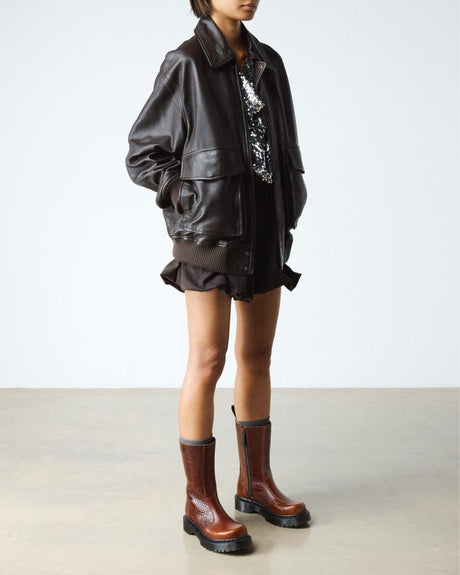 Dr. Martens Rejena Croc Emboss Leather Kadın Bot Mocha Brown
