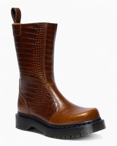 Dr. Martens Rejena Croc Emboss Leather Kadın Bot Mocha Brown