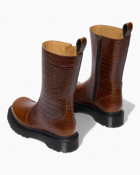 Dr. Martens Rejena Croc Emboss Leather Kadın Bot Mocha Brown