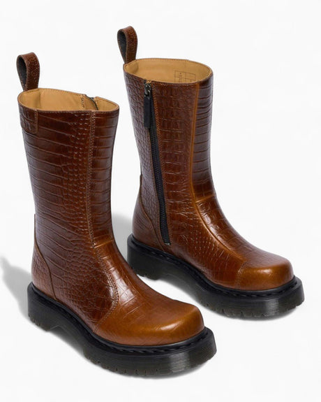 Dr. Martens Rejena Croc Emboss Leather Kadın Bot Mocha Brown