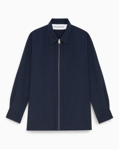 Études Studio Wool Zipped Overshirt Erkek Ceket Navy