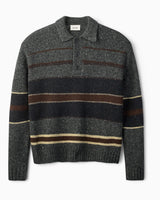 Forét Dawn Stripe Knit Polo Erkek Triko Grey Melange
