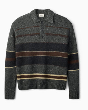 Forét Dawn Stripe Knit Polo Erkek Triko Grey Melange
